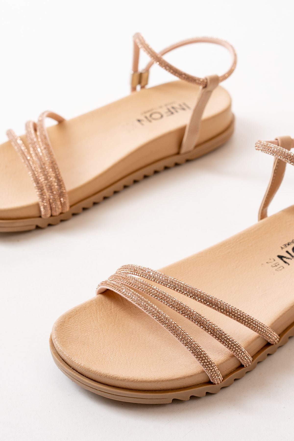 Ayakkabı Aşkı Nut Roze Taşlı Günlük Kadın Sandalet