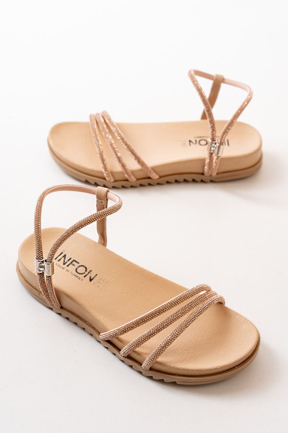 Ayakkabı Aşkı Nut Roze Taşlı Günlük Kadın Sandalet