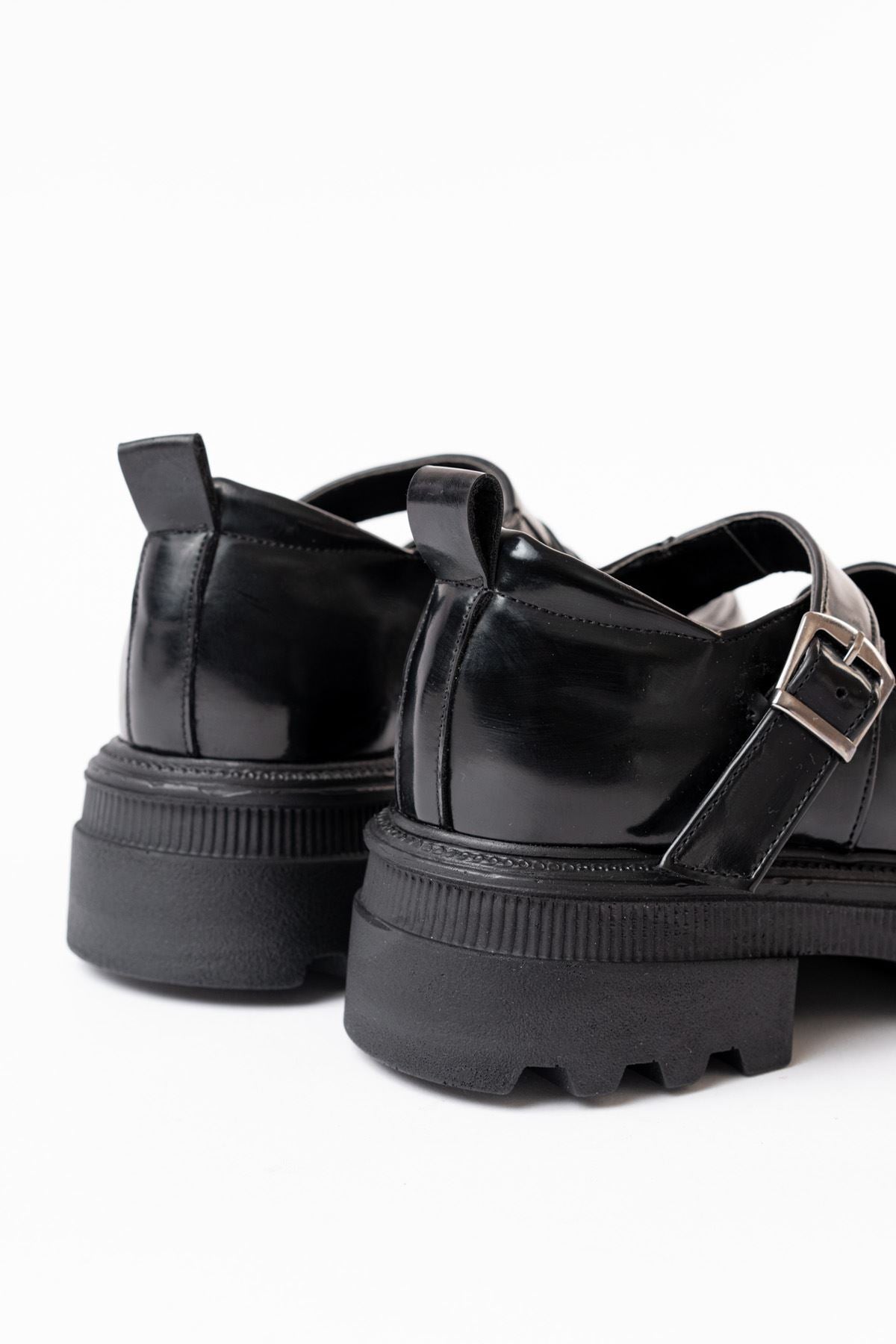 Ayakkabı Aşkı Siyah Rugan Günlük Yüksek Tabanlı Loafer Ayakkabı