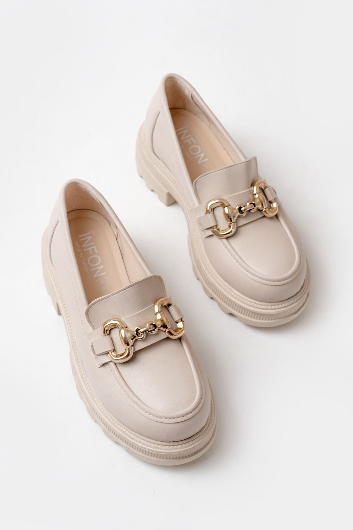 Ayakkabı Aşkı Bej Günlük Yüksek Tabanlı Loafer Ayakkabı