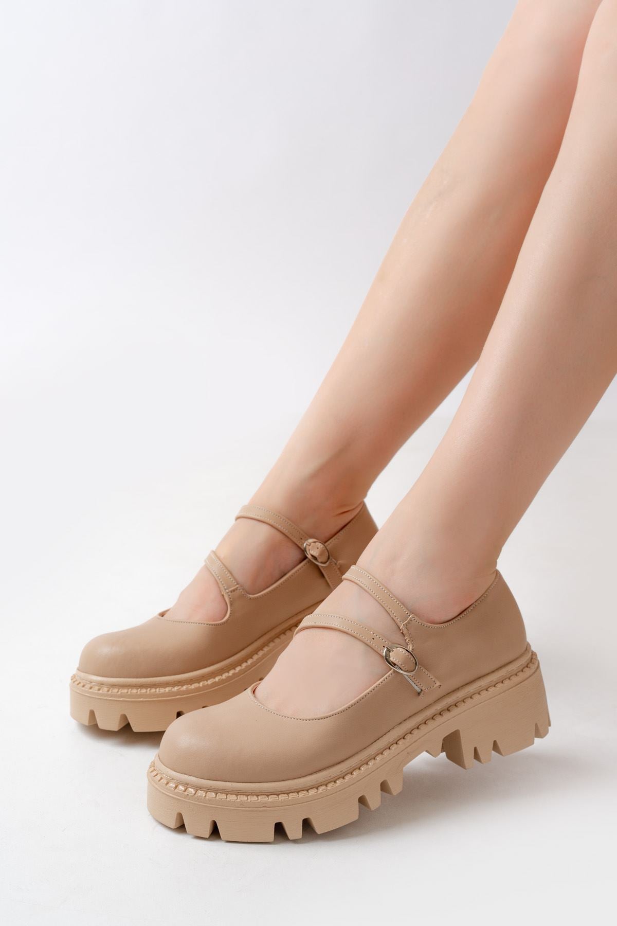 868-756 Nut Günlük Yüksek Tabanlı Loafer Ayakkabı - Vizon