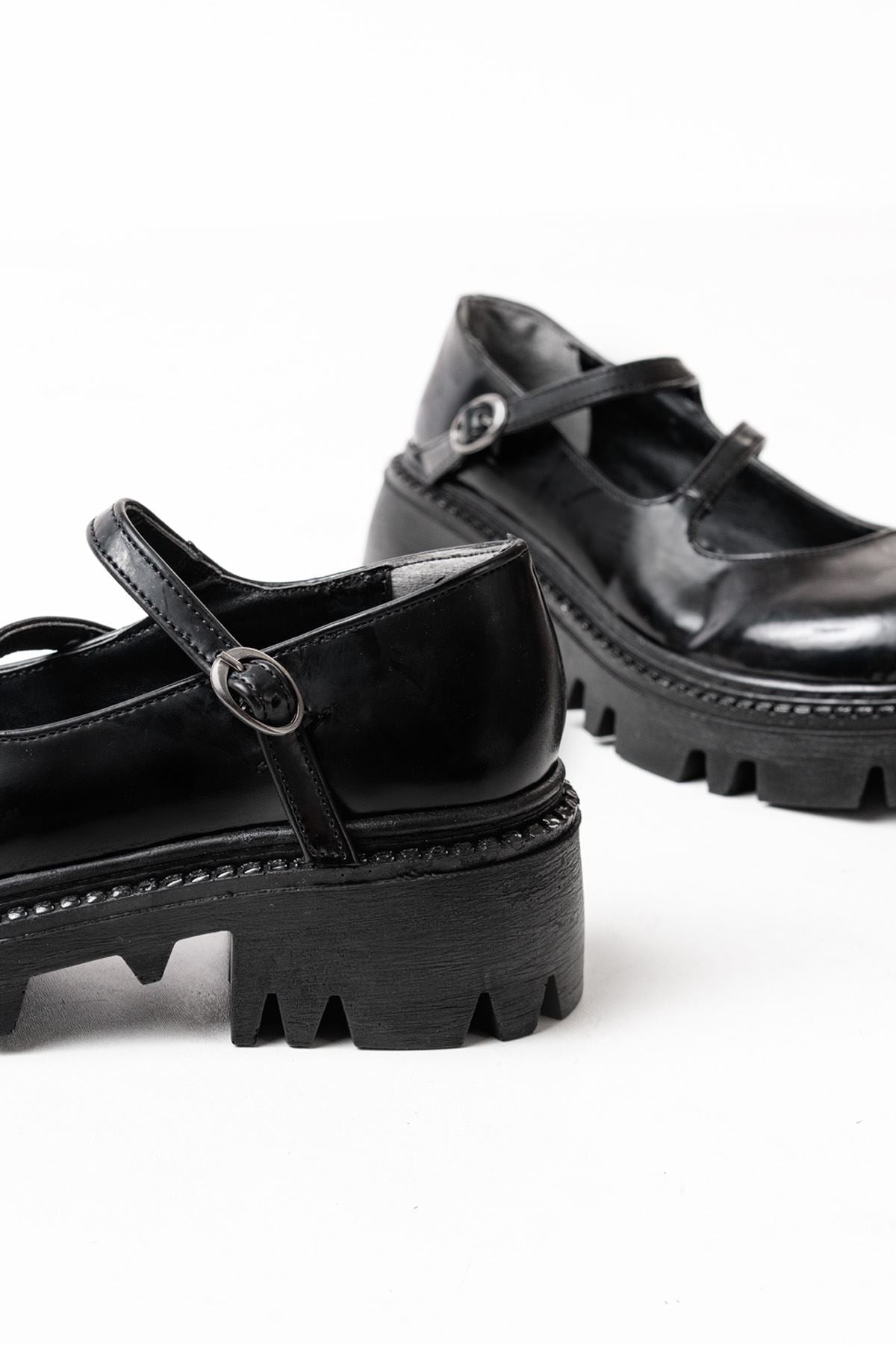 Ayakkabı Aşkı Siyah Rugan Günlük Yüksek Tabanlı Loafer Ayakkabı
