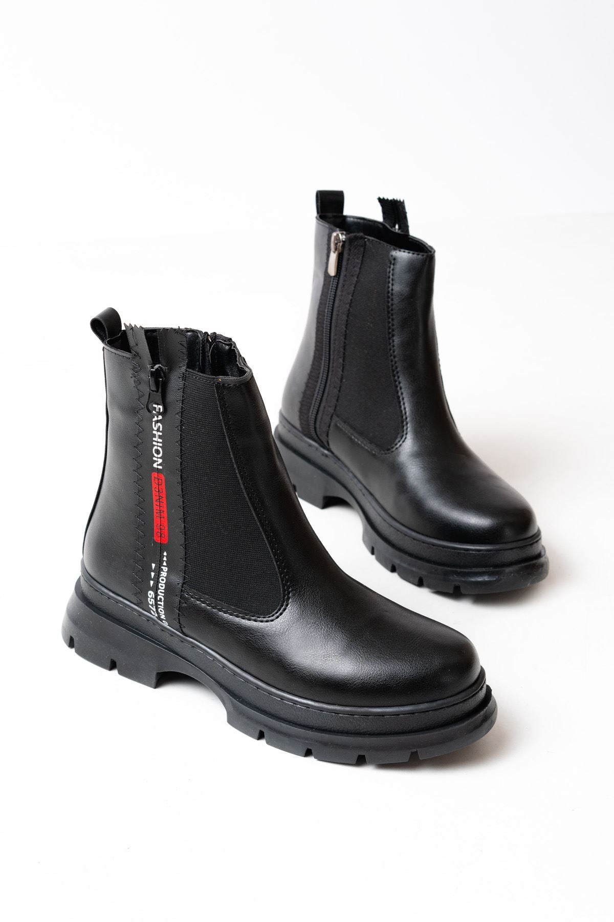 Ayakkabı Aşkı Siyah Fashion Aksesuarlı Fermuarlı Günlük Kadın Bot