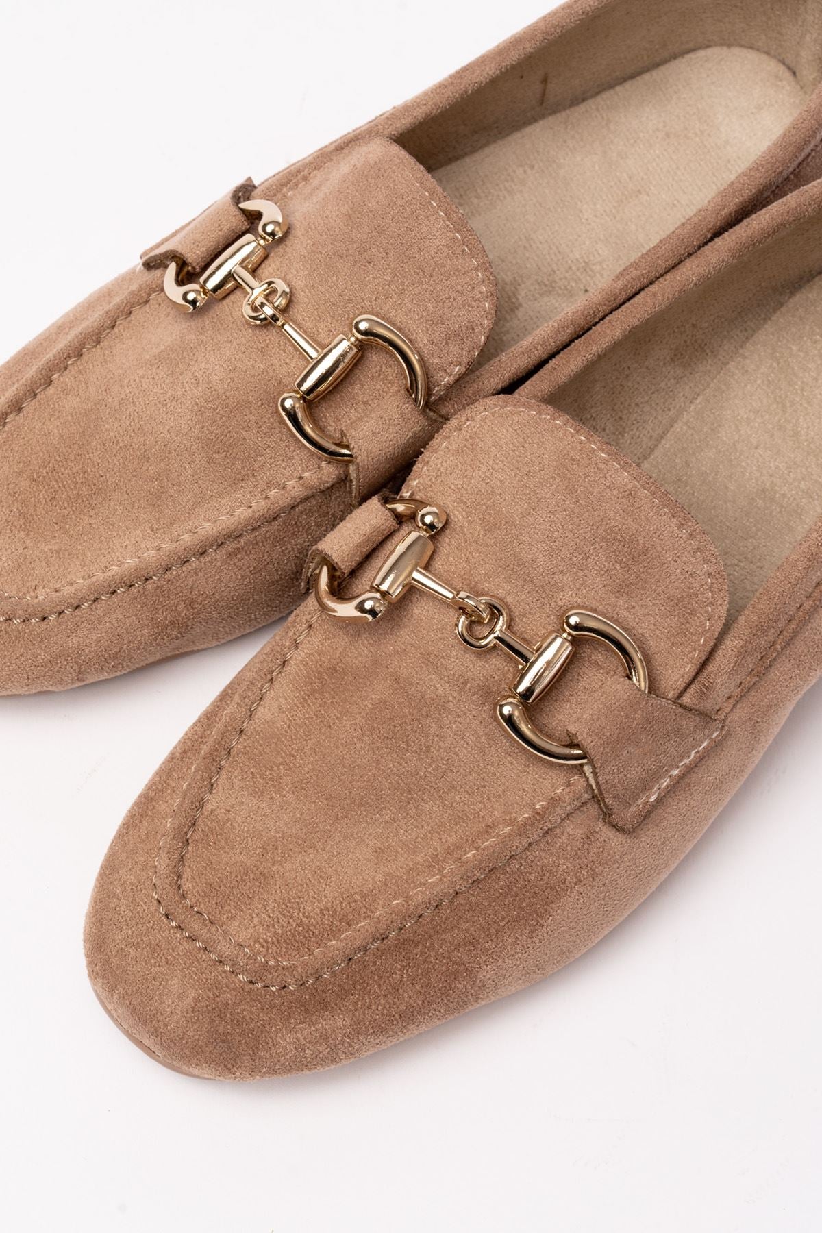 Ayakkabı Aşkı 303 Taba Süet Toka Aksesuarlı Günlük Kadın Babet