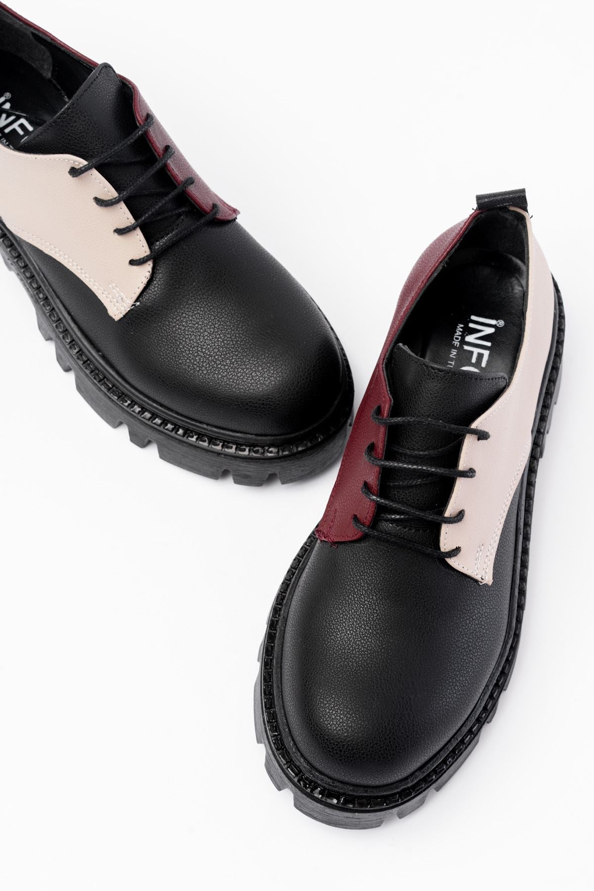 Ayakkabı Aşkı Siyah Garni Bağcıklı Günlük Yüksek Tabanlı Loafer Ayakkabı