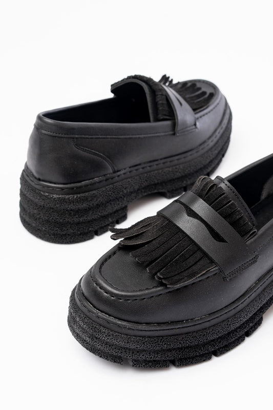 Ayakkabı Aşkı Siyah Günlük Yüksek Tabanlı Loafer Ayakkabı