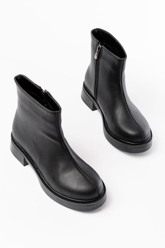 02-3033 Siyah Fermuarlı Günlük Kadın Bot - Siyah