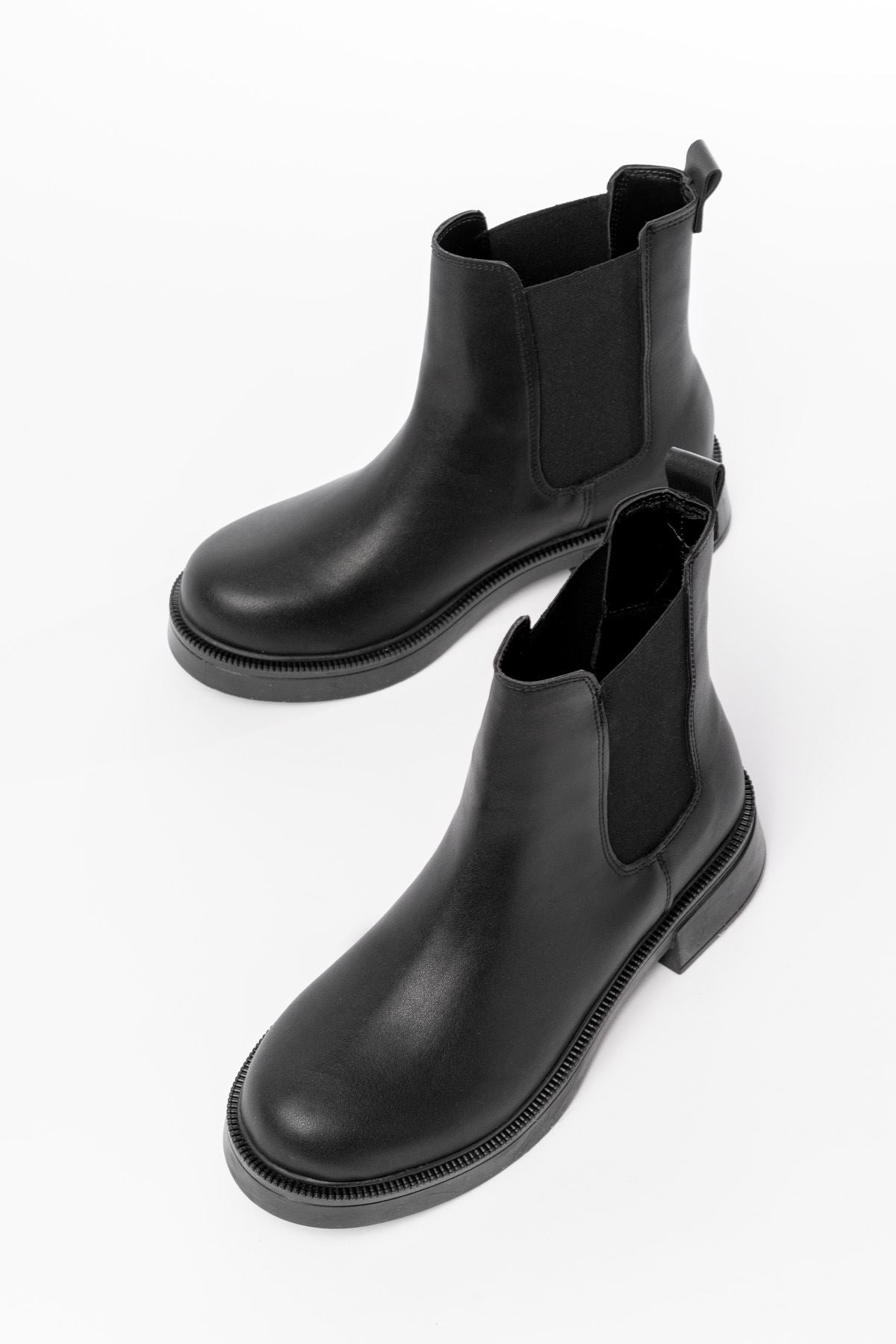 Ayakkabı Aşkı Siyah Lastikli Günlük Kadın Bot