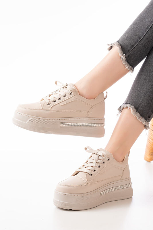 Ayakkabı Aşkı Nut Bağcıklı Taban Taş Aksesuarlı Günlük Spor Ayakkabı