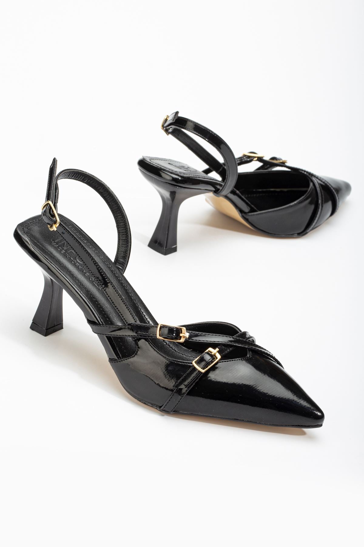 Ayakkabı Aşkı Siyah Rugan Günlük 7 cm Topuklu Bayan Ayakkabı