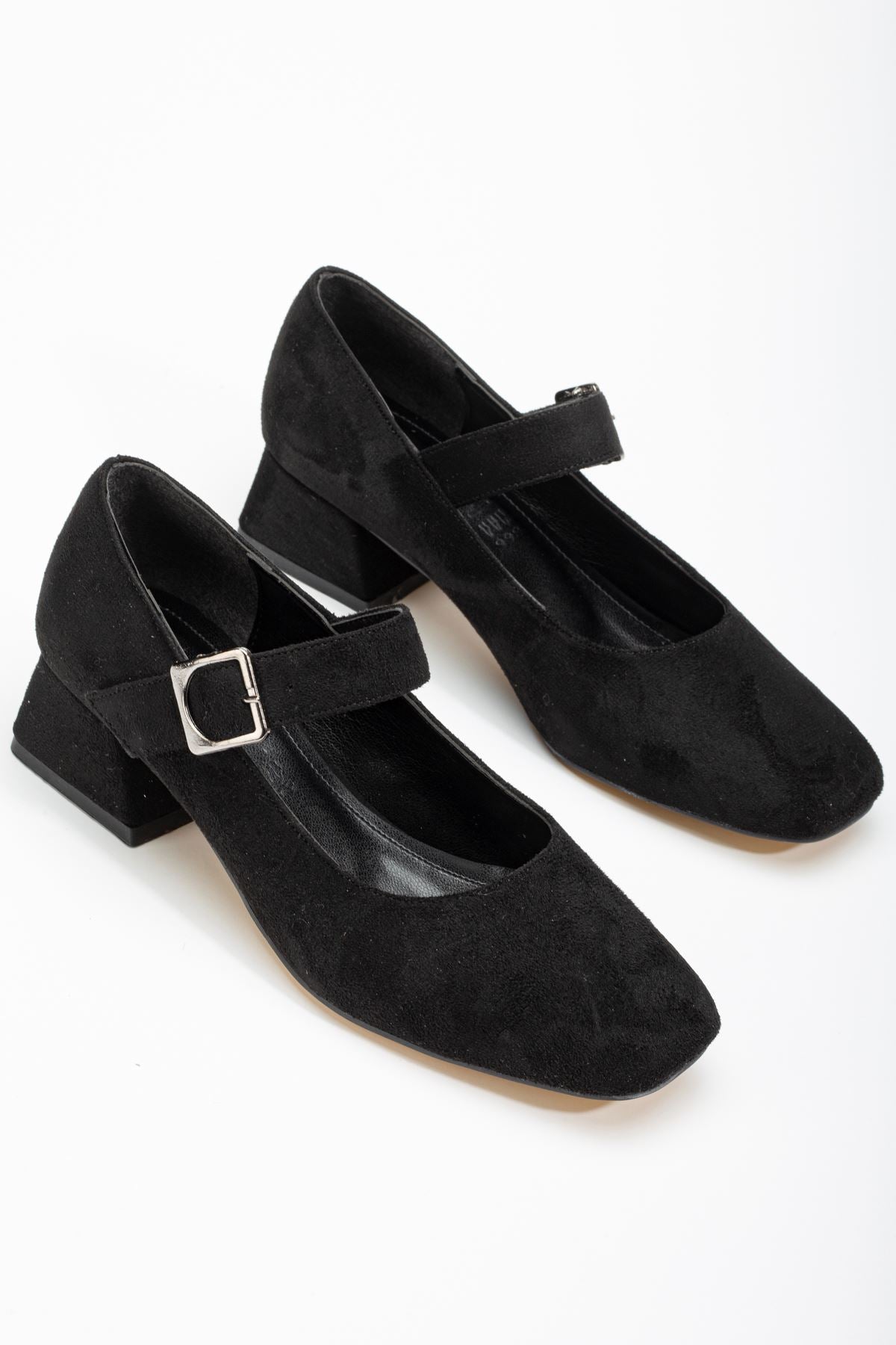 Ayakkabı Aşkı Siyah Süet Günlük 4 cm Topuklu Bayan Ayakkabı