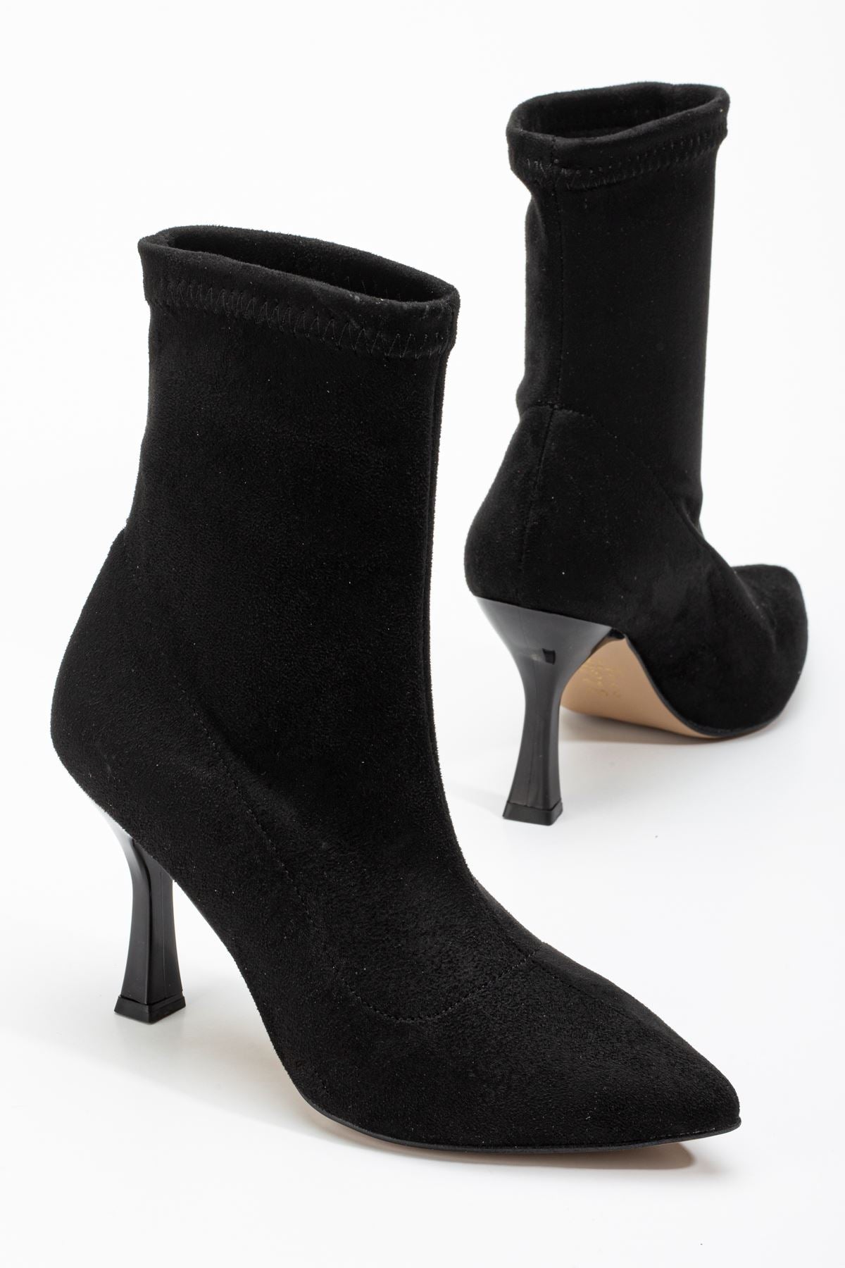 Ayakkabı Aşkı Siyah Süet Yüksek İnce Topuklu Streç Kadın Bot