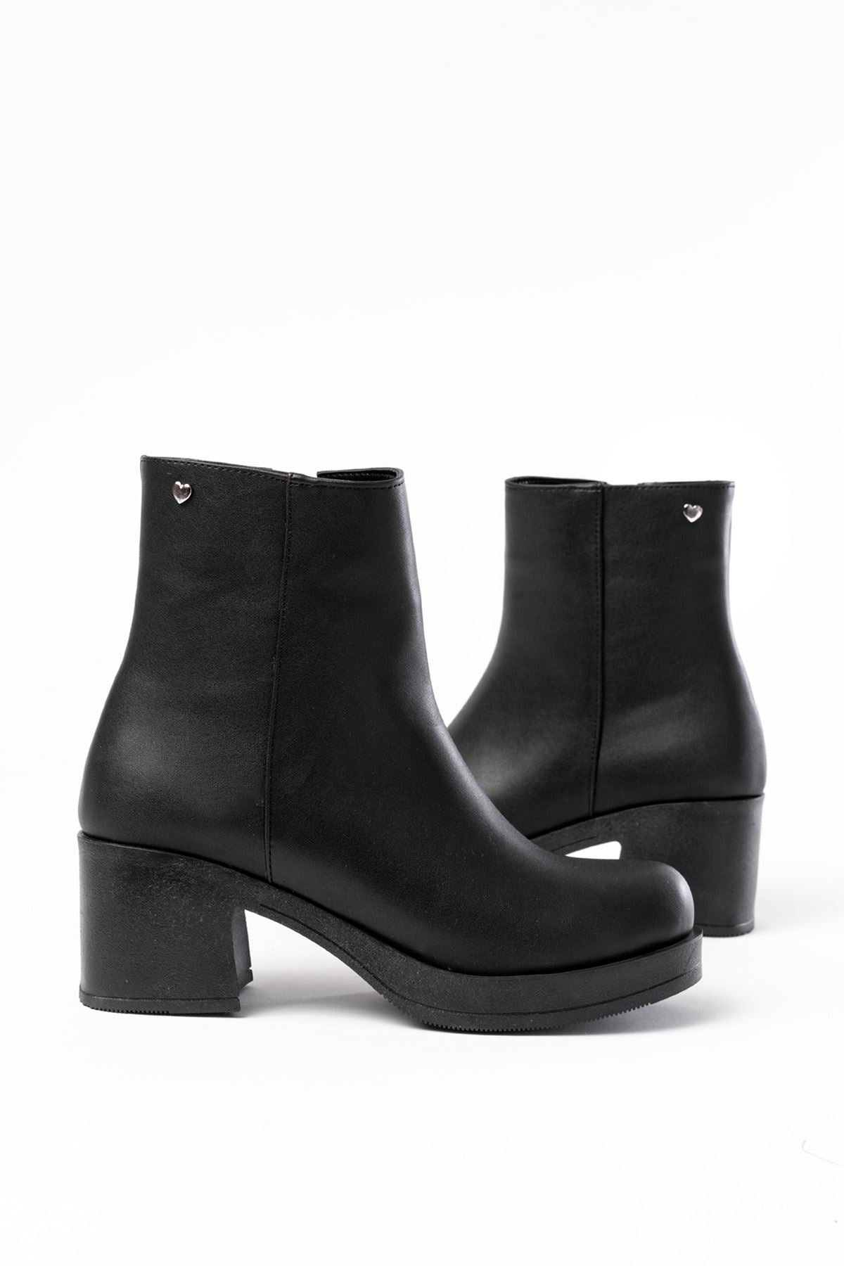 Ayakkabı Aşkı Siyah Fermuarlı Kalın Topuklu Günlük Kadın Bot