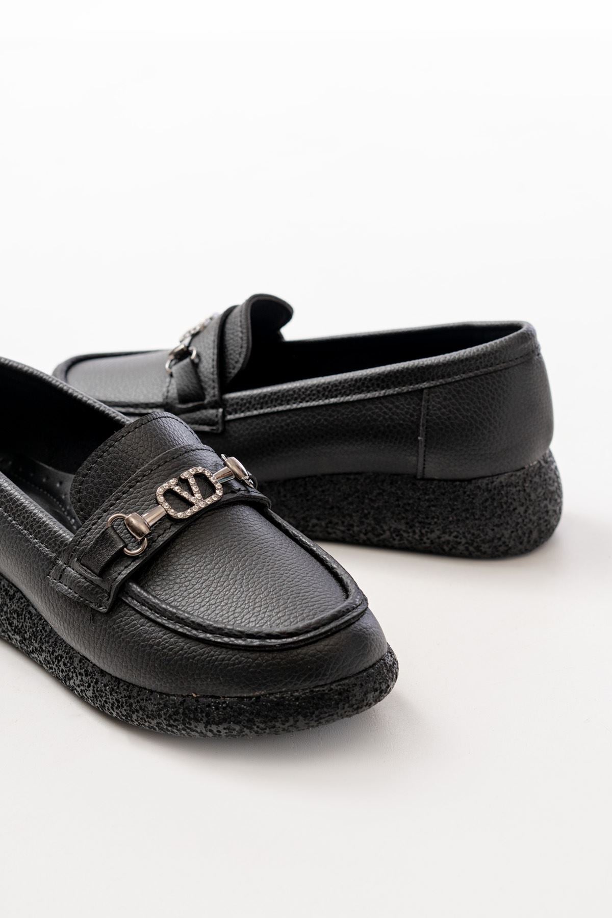 Ayakkabı Aşkı İNF-15-01 Siyah Taş Aksesuarlı Günlük Kadın Ayakkabı
