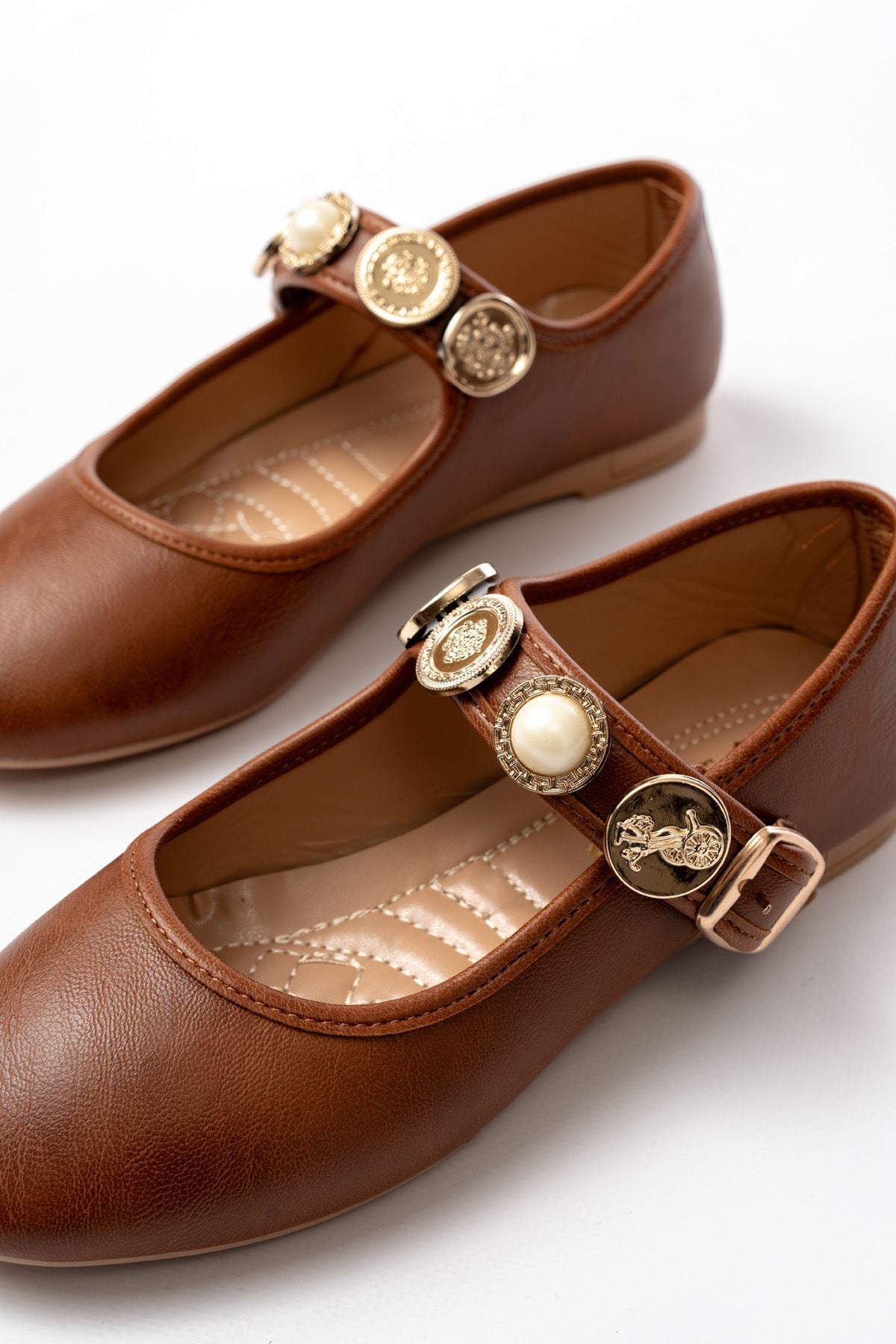 Ayakkabı Aşkı İNF-6363 Taba Baret Tokalı Günlük Bayan Ayakkabı