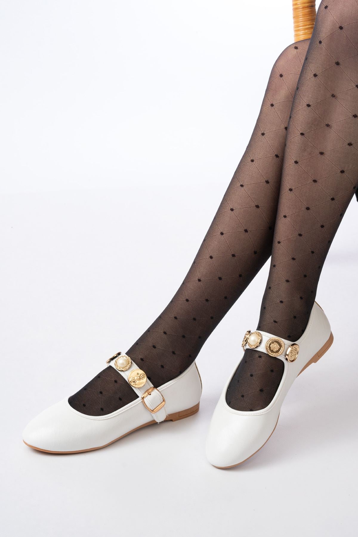 Ayakkabı Aşkı İNF-6363 Beyaz Baret Tokalı Günlük Bayan Ayakkabı