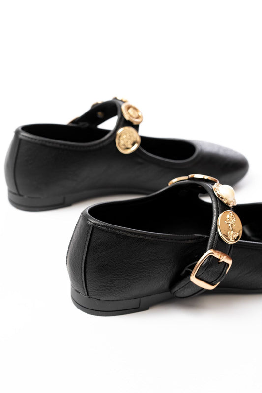 Ayakkabı Aşkı İNF-6363 Siyah Baret Tokalı Günlük Bayan Ayakkabı