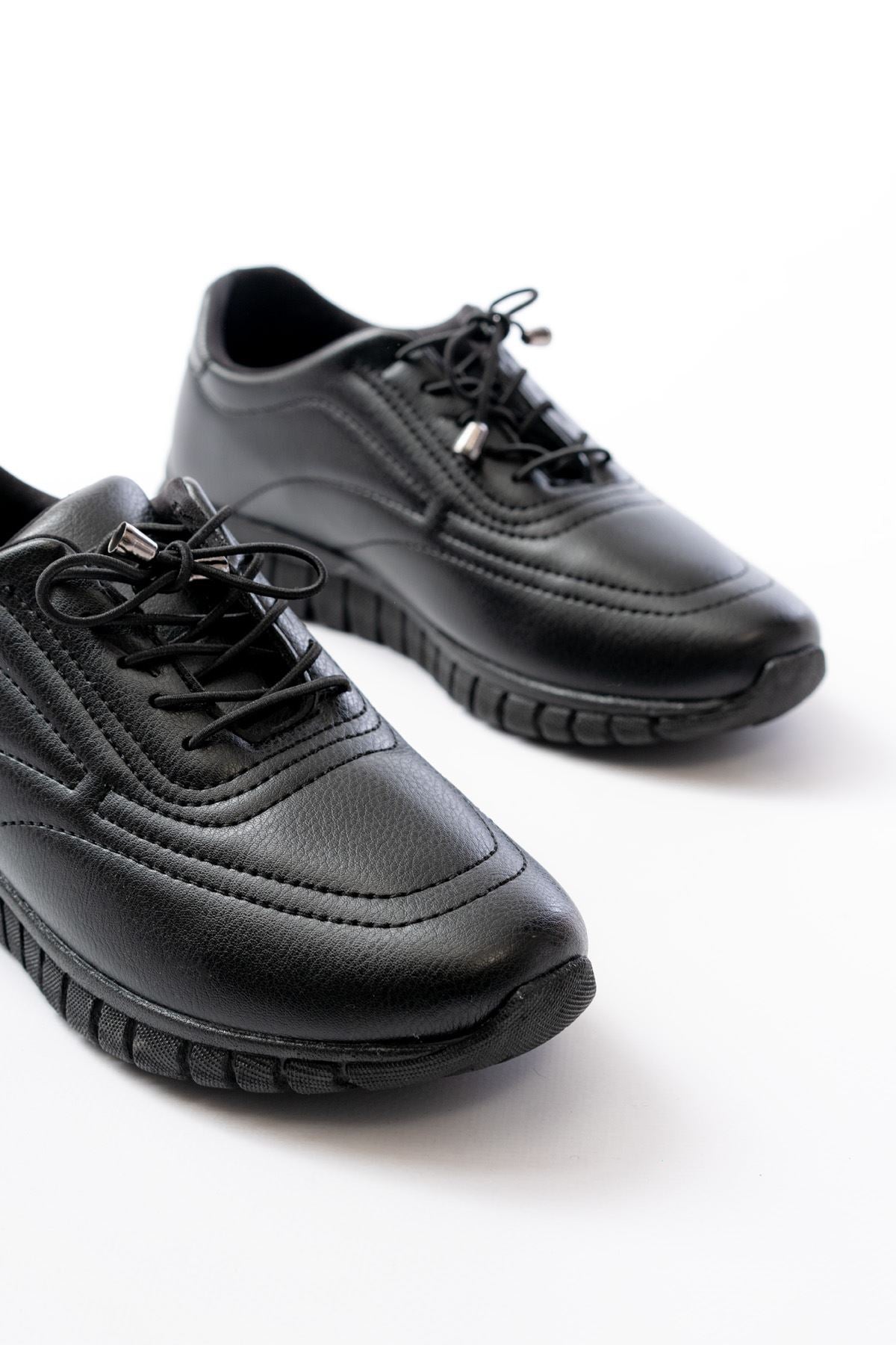Ayakkabı Aşkı Siyah Bağcıklı Desenli Günlük Spor Ayakkabı