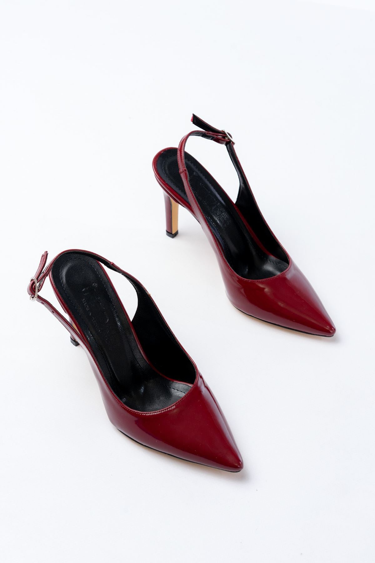 Ayakkabı Aşkı Bordo Rugan Günlük Arkası Açık 9 cm Topuklu Kadın Ayakkabı