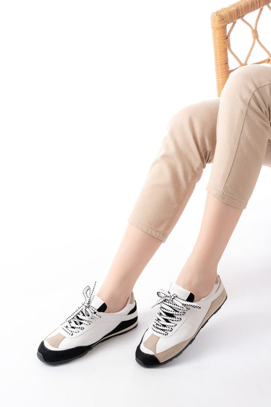 Ayakkabı Aşkı Beyaz Garni İnce Taban Günlük Spor Ayakkabı