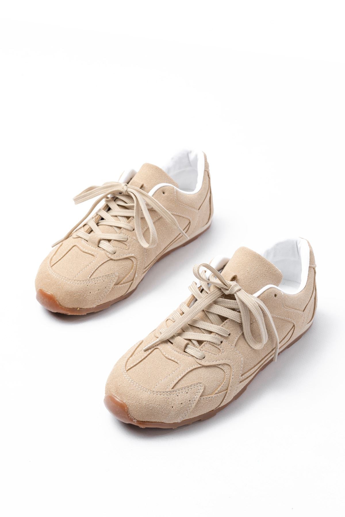 Ayakkabı Aşkı Bej Süet İnce Taban Günlük Spor Ayakkabı