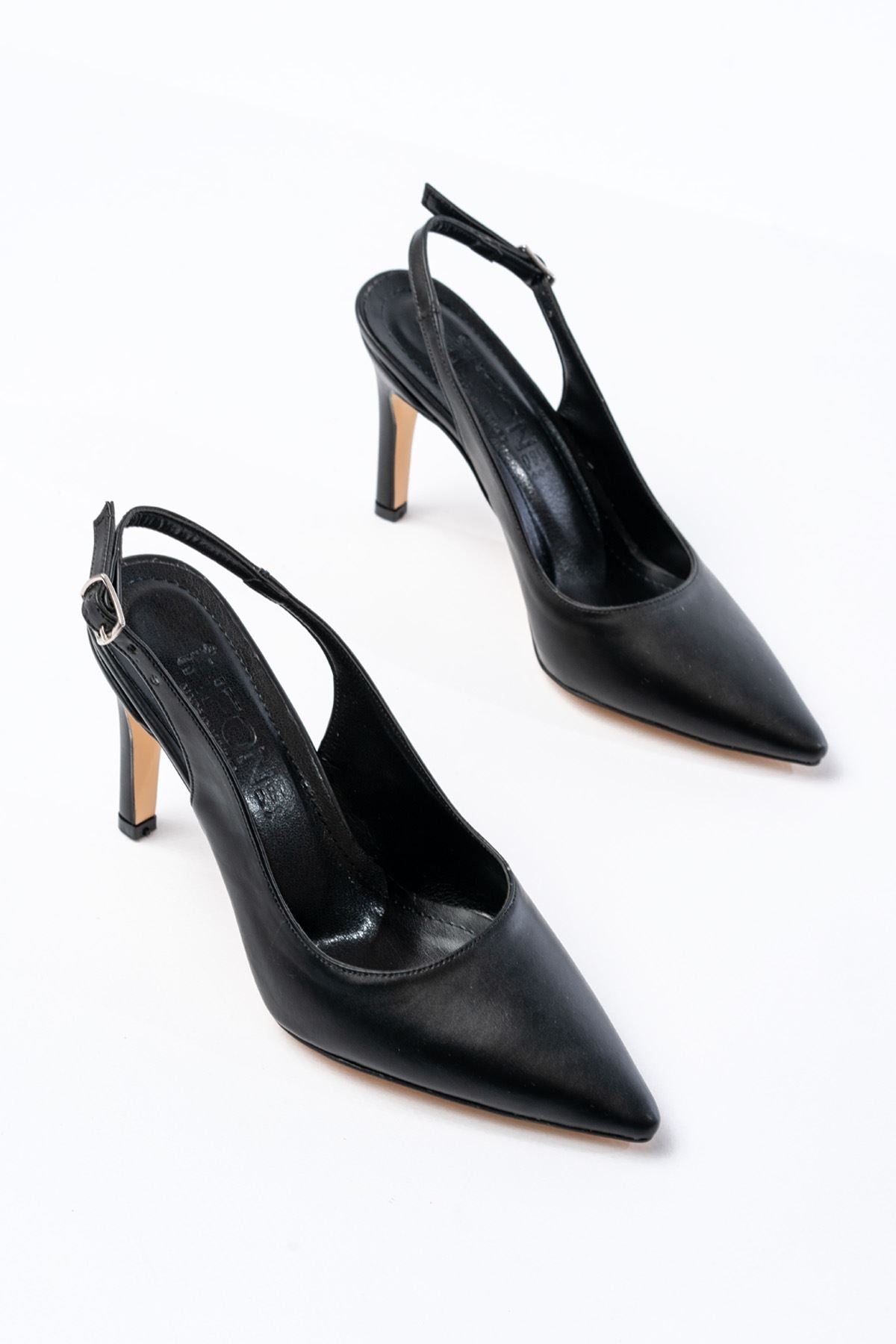 Ayakkabı Aşkı Siyah Günlük Arkası Açık 9 cm Topuklu Kadın Ayakkabı