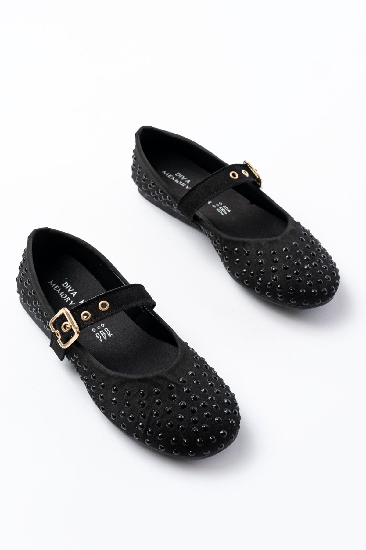 Ayakkabı Aşkı Siyah Troklu Baret Tokalı Günlük Kadın Babet