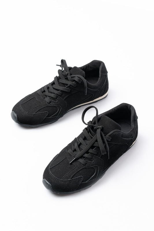 Ayakkabı Aşkı Siyah Süet İnce Taban Günlük Spor Ayakkabı