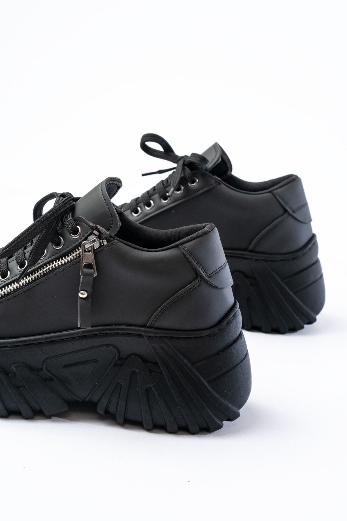Ayakkabı Aşkı Siyah Bağcıklı Fermuarlı Yüksek Taban Günlük Spor Ayakkabı