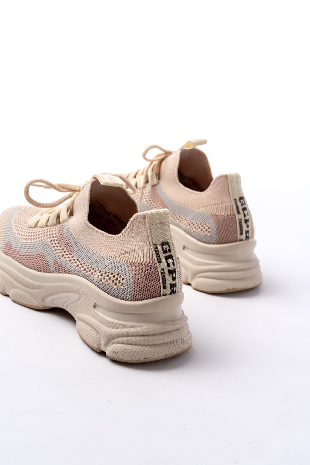 Ayakkabı Aşkı Bej Bağcıklı Fileli Günlük Spor Ayakkabı