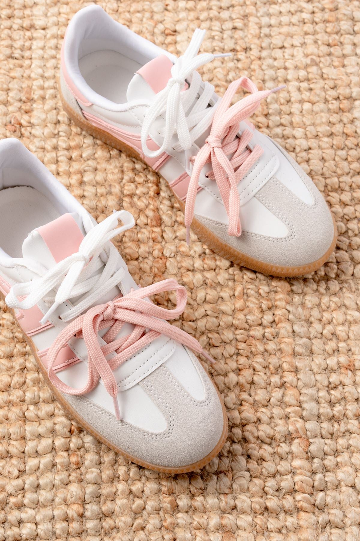 Ayakkabı Aşkı Pudra Garni Bağcıklı Termo Taban Günlük Kadın Spor