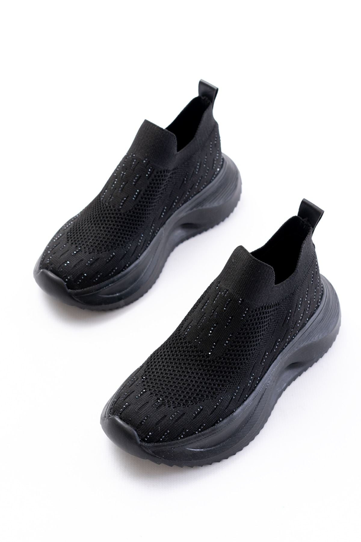Ayakkabı Aşkı Siyah Fileli Faillant Taban Taş Aksesuarlı Günlük Spor Ayakkabı