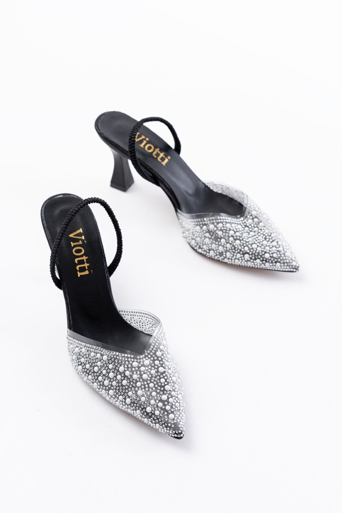 Ayakkabı Aşkı Siyah Günlük Arkası Açık Taşlı Topuklu Bayan Ayakkabı