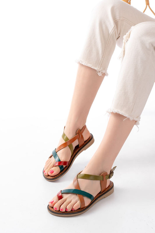 205-08 Multi Ortopedik Hakiki Deri Kadın Sandalet - Multi