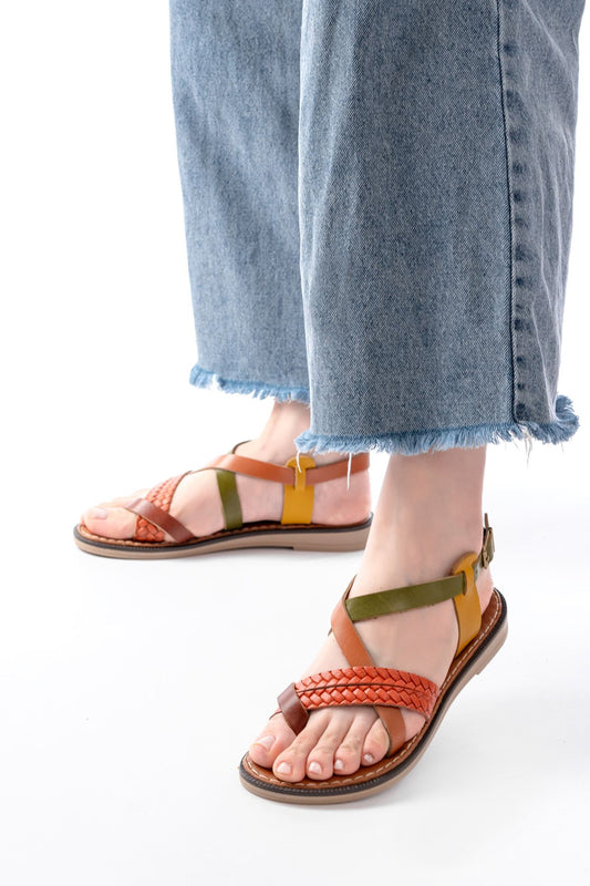 Ayakkabı Aşkı Multi Ortopedik Hakiki Deri Kadın Sandalet