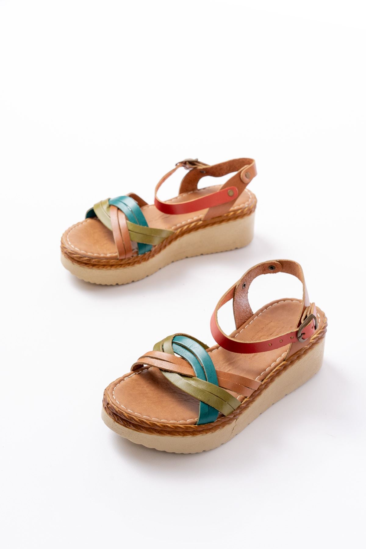 Ayakkabı Aşkı Multi Hakiki Deri Ortopedik Taban Kadın Sandalet