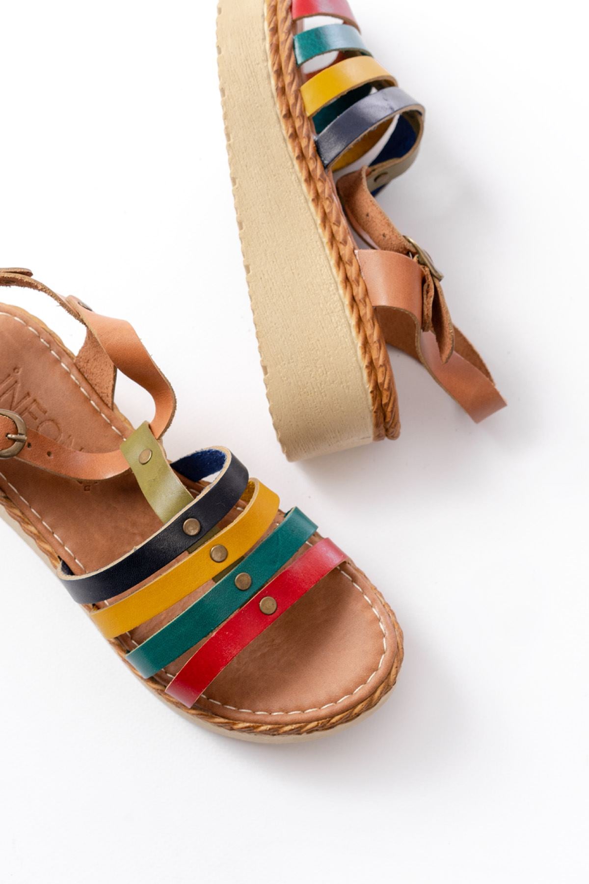 Ayakkabı Aşkı Multi Hakiki Deri Ortopedik Taban Kadın Sandalet