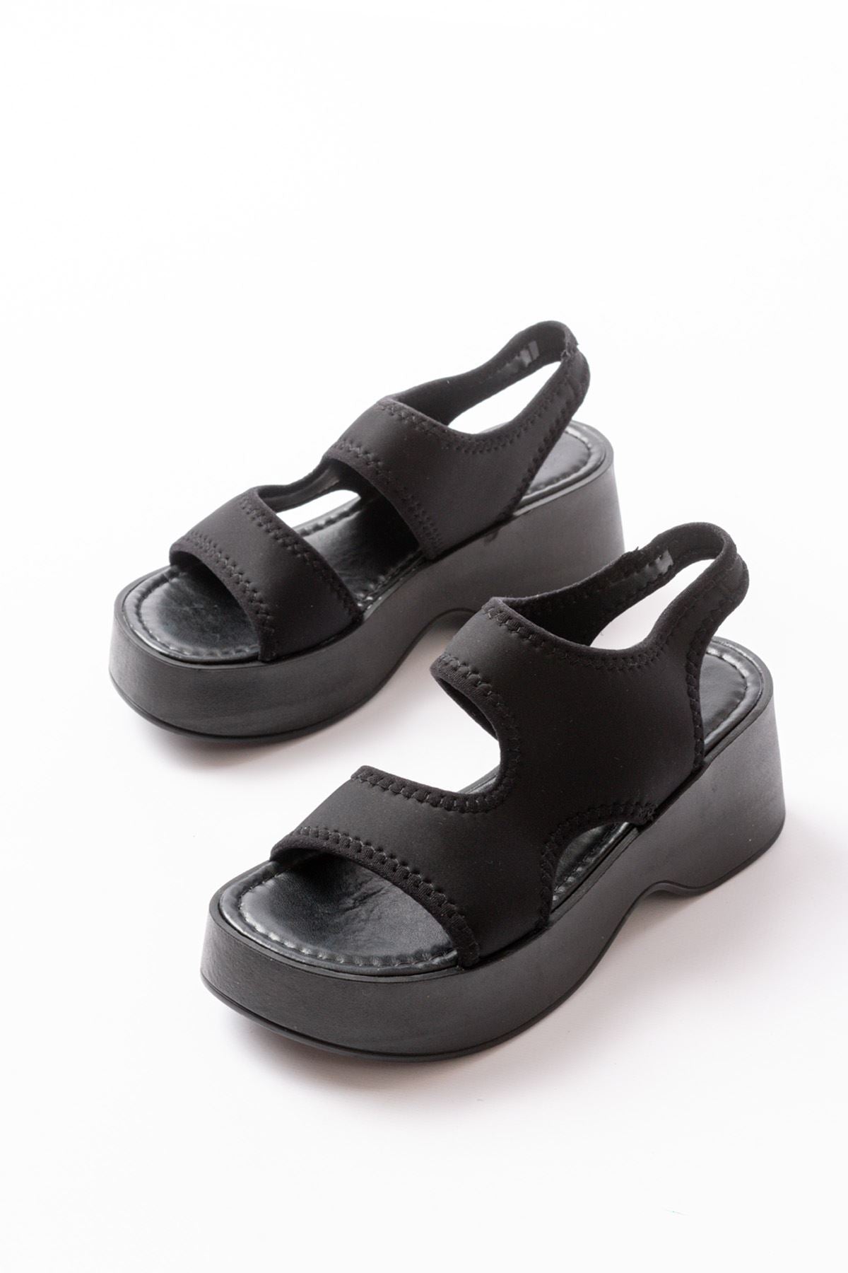 Ayakkabı Aşkı Siyah Dalgıç Günlük Dolgu Topuk Kadın Sandalet