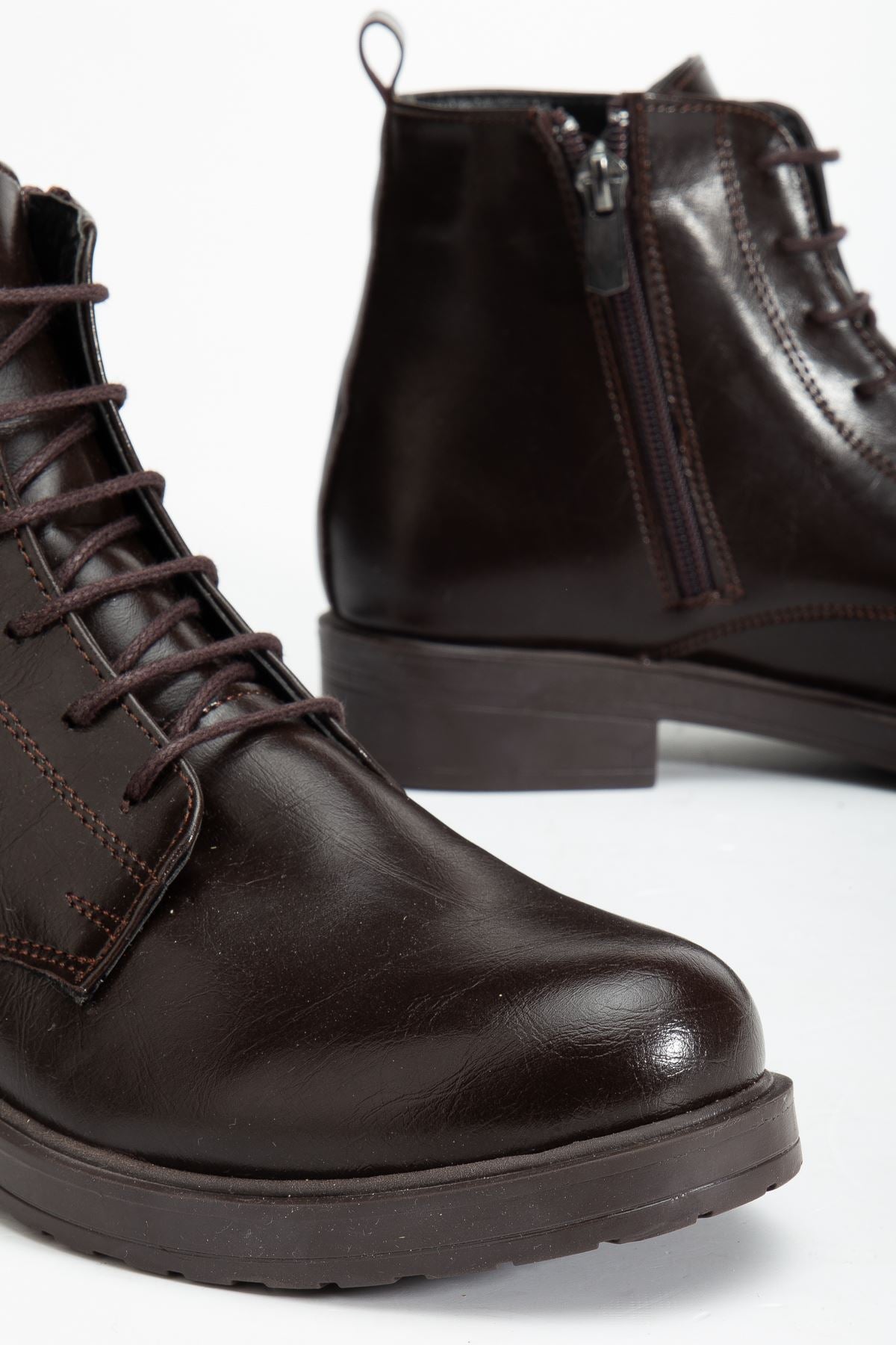 Ayakkabı Aşkı Kahve Yanki Bağcıklı Fermuarlı Günlük Kadın Bot