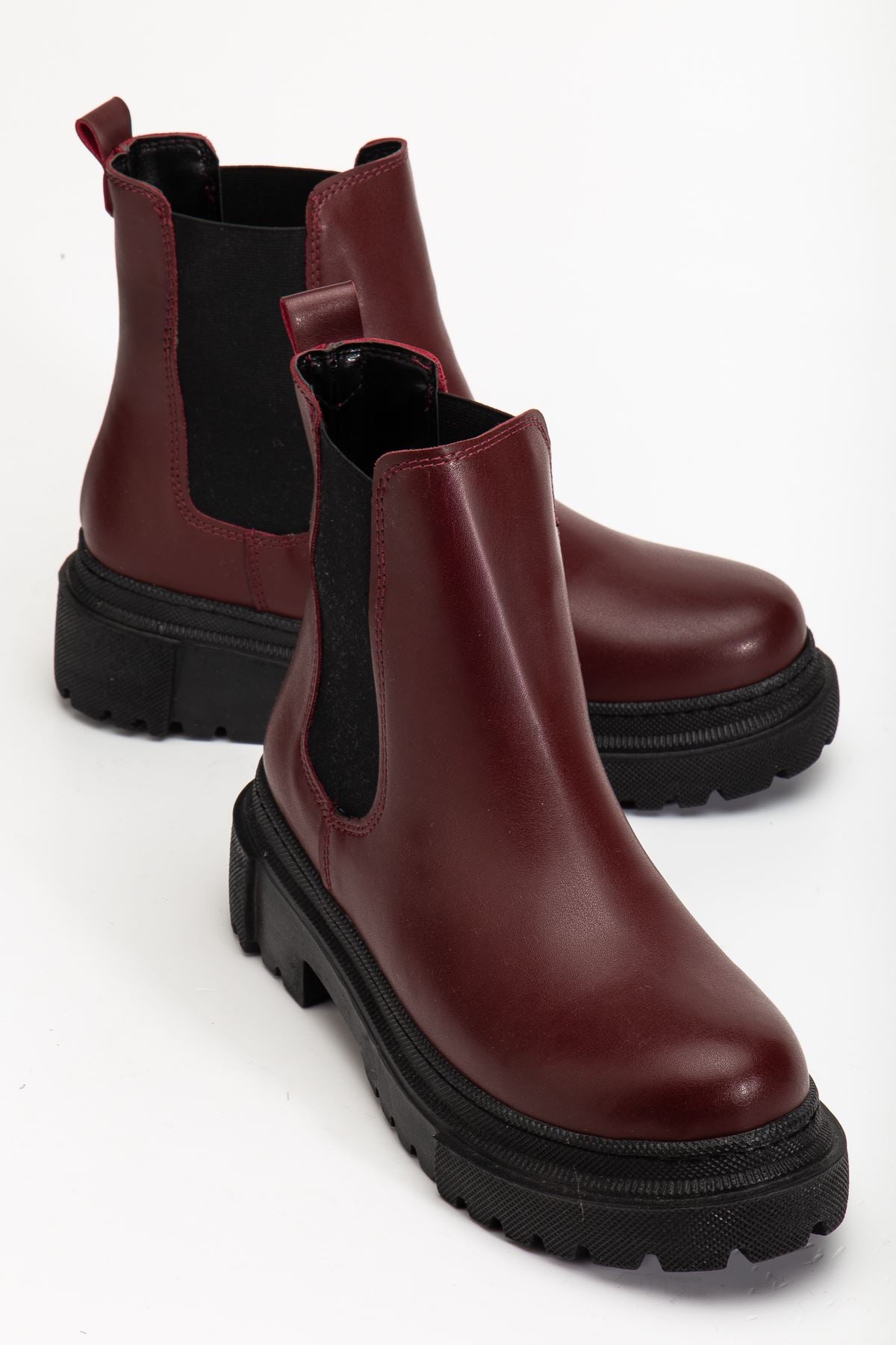 Ayakkabı Aşkı Bordo Lastikli Günlük Kadın Bot