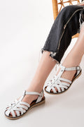 Ayakkabı Aşkı Beyaz Ortopedik Hakiki Deri Kadın Sandalet - Ayakkabı Aşkı