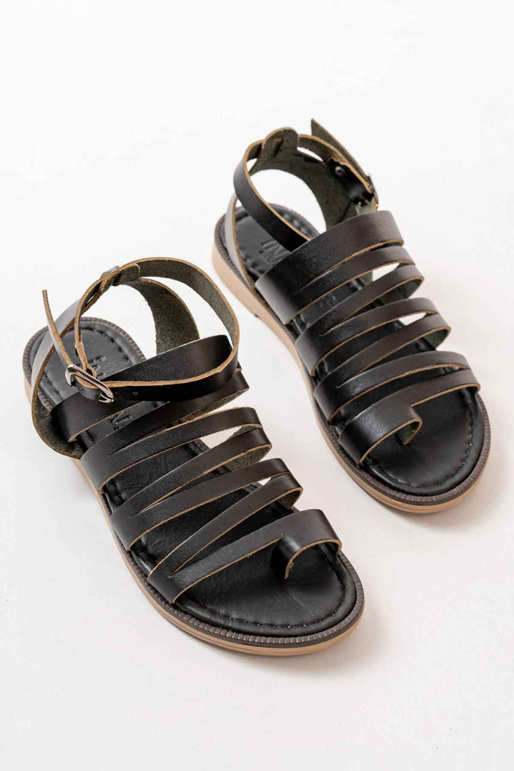 Ayakkabı Aşkı 205-041 Siyah Ortopedik Hakiki Deri Kadın Sandalet