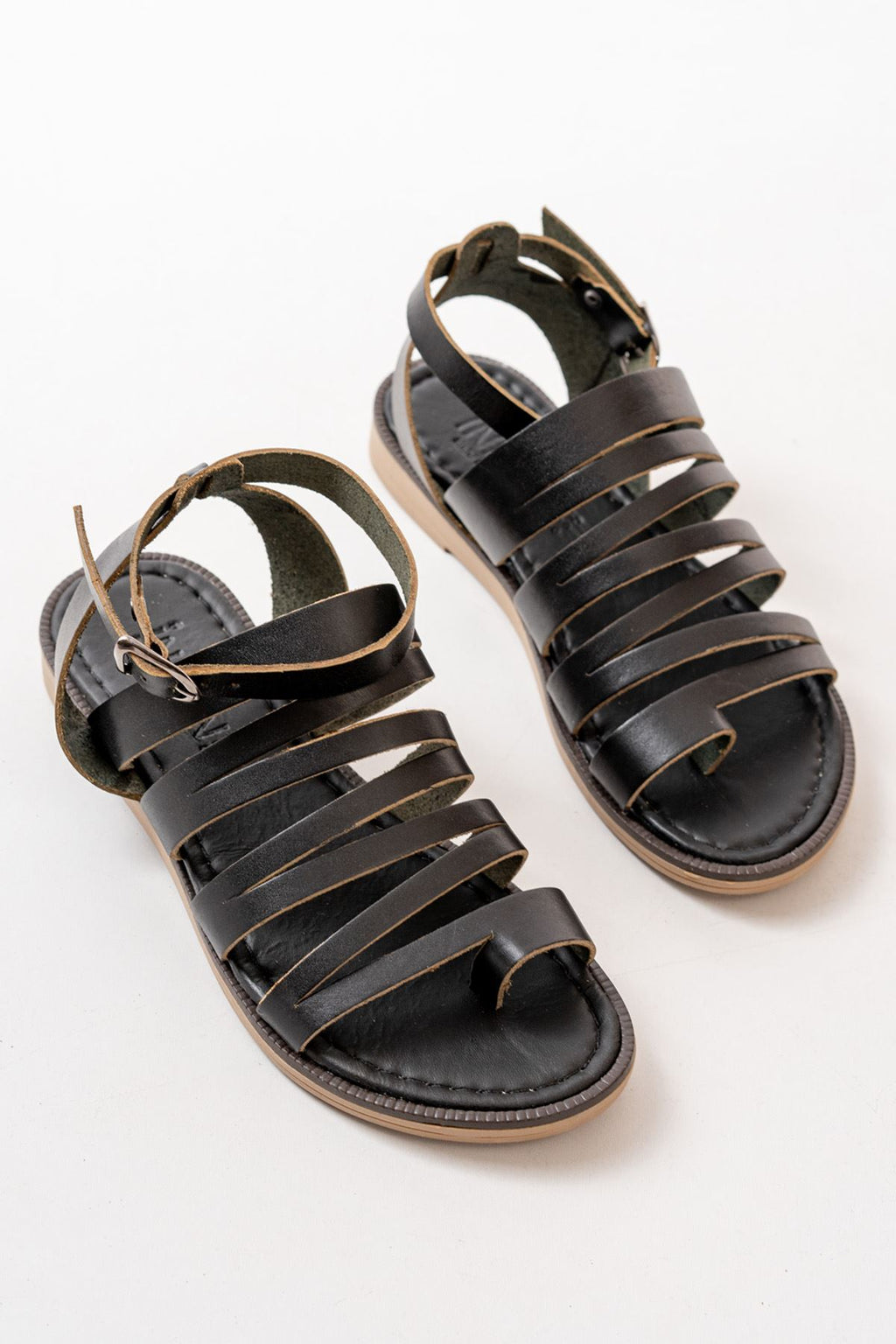 Ayakkabı Aşkı Siyah Ortopedik Hakiki Deri Kadın Sandalet