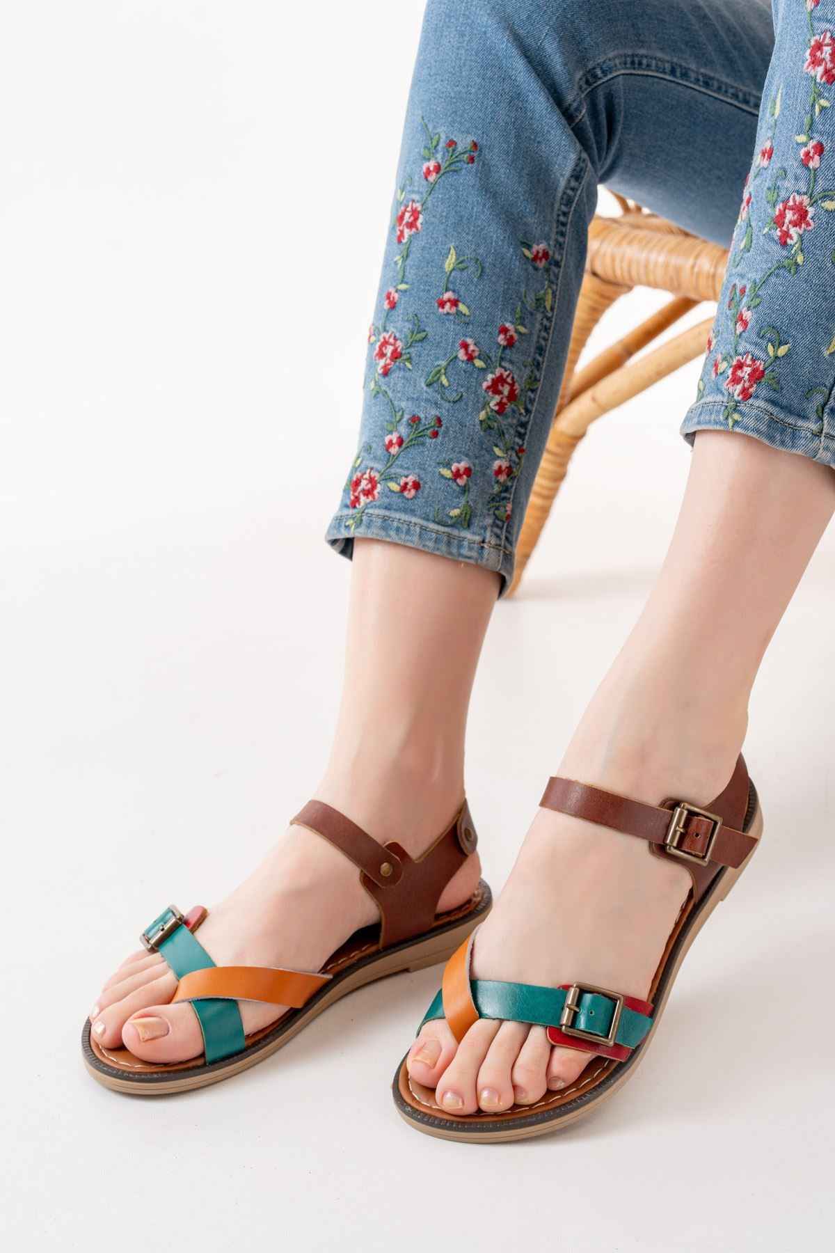 Ayakkabı Aşkı 205-091 Multi Ortopedik Hakiki Deri Kadın Sandalet