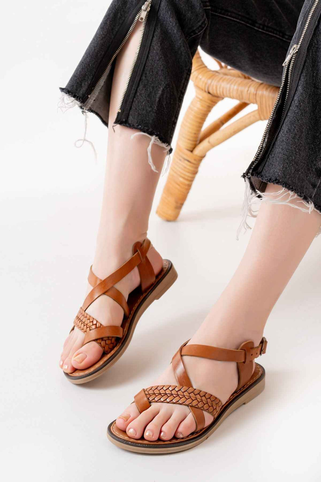 Ayakkabı Aşkı 205-09 Taba Ortopedik Hakiki Deri Kadın Sandalet