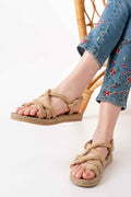 Ayakkabı Aşkı 402 Bej Hasır Kadın Sandalet