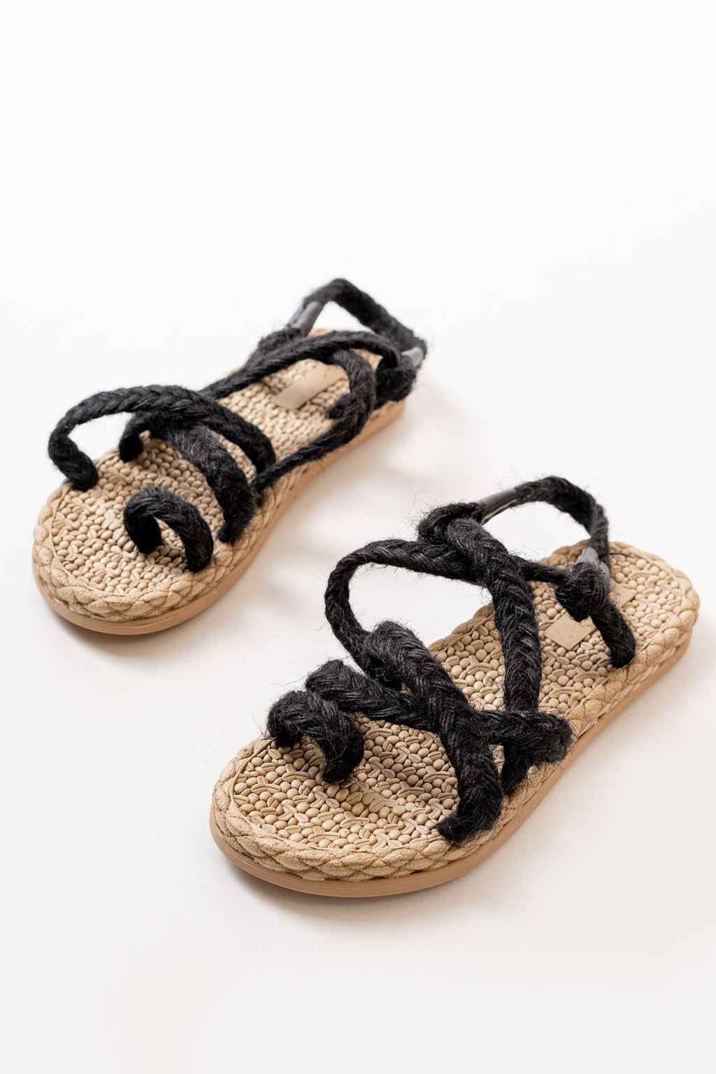 Ayakkabı Aşkı 402 Siyah Hasır Kadın Sandalet - Ayakkabı Aşkı