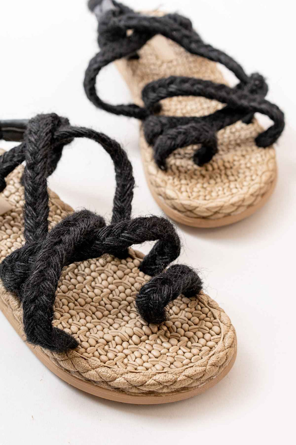 Ayakkabı Aşkı 402 Siyah Hasır Kadın Sandalet