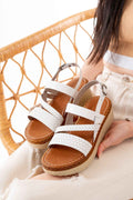 Ayakkabı Aşkı 730-152 Beyaz Ortopedik Hakiki Deri Dolgu Kadın Sandalet