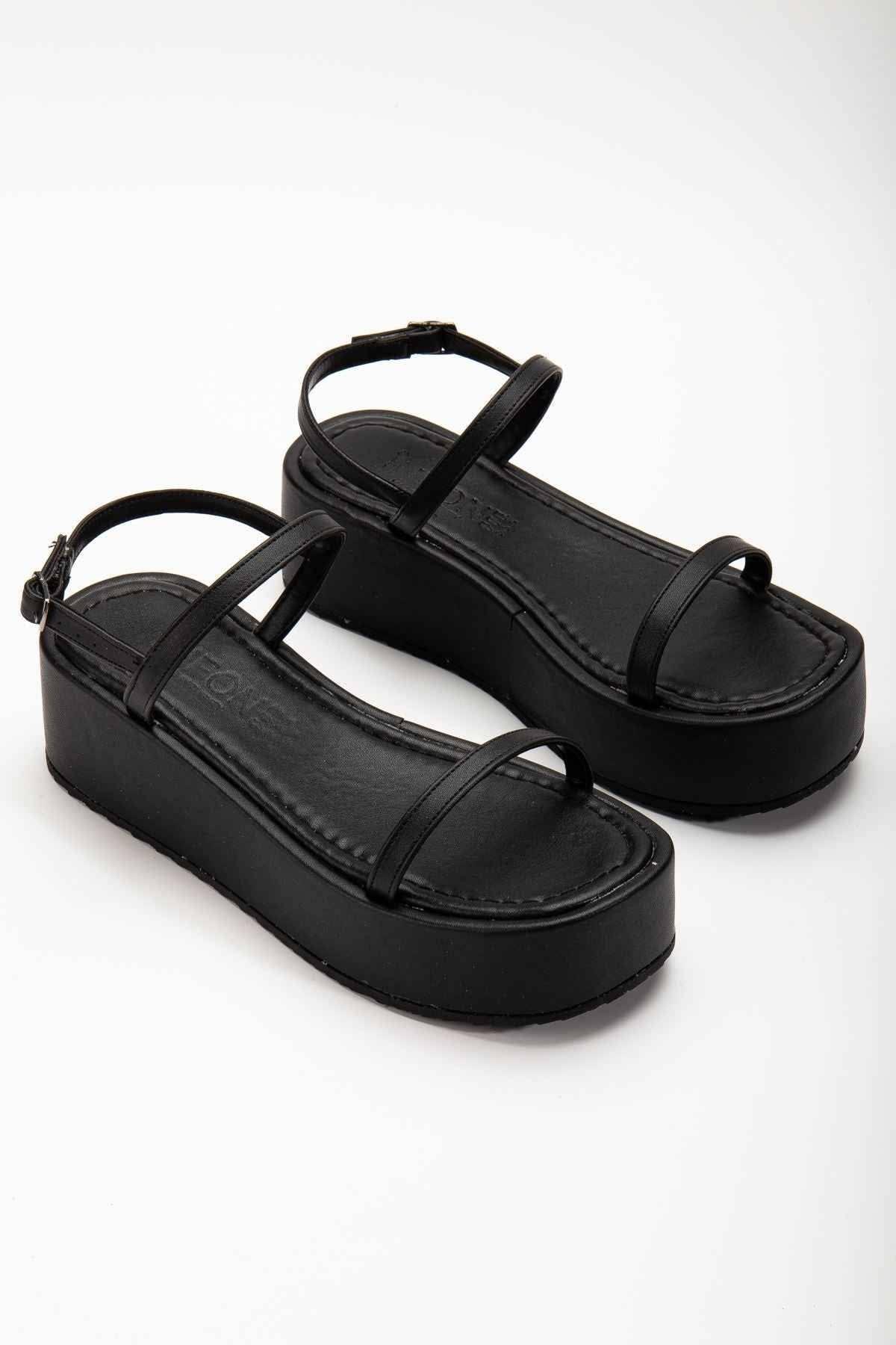 Ayakkabı Aşkı 861-1027 Siyah Dolgu Topuk Kadın Sandalet